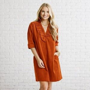 NEW Caryn Lawn Maya Corduroy Dress in Burnt Orange Women's One Size